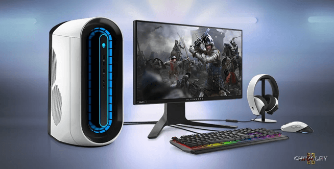 Alienware gaming PC, monitor, keyboard, mouse and headset