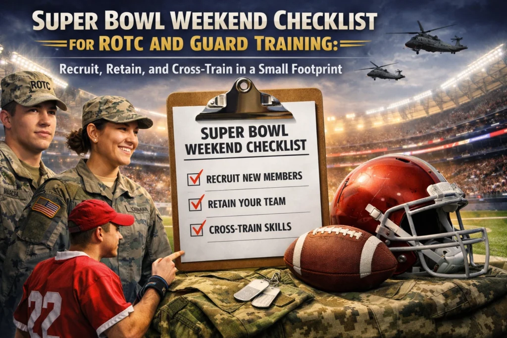 Super Bowl Weekend Checklist for ROTC and Guard Training: Recruit, Retain, and Cross-Train in a Small Footprint